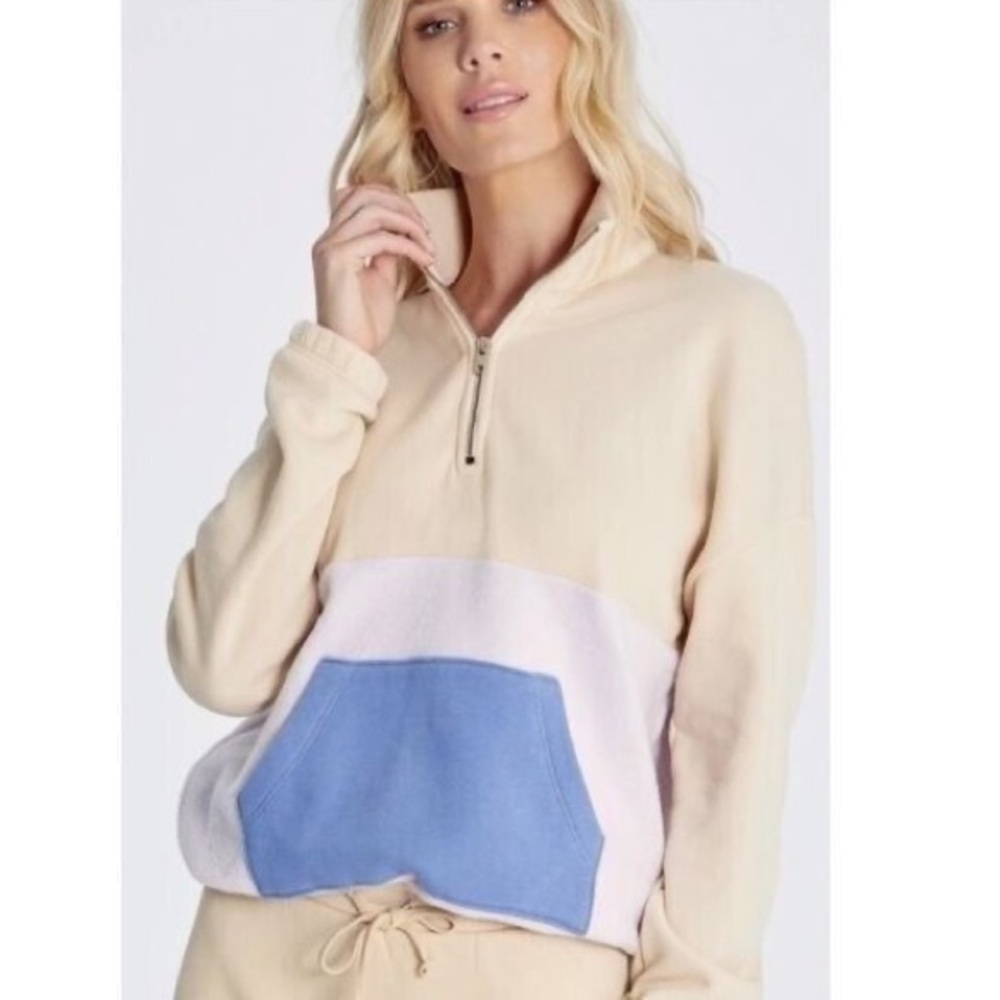WILDFOX LEA 1/4 ZIP COLOR BLOCK PULLOVER